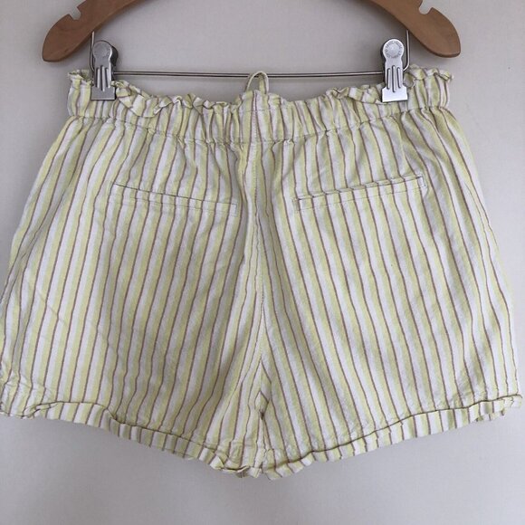 Uniqlo Linen Blend Striped Paper Bag Elastic Waist Shorts Drawstring Pockets - Picture 10 of 12